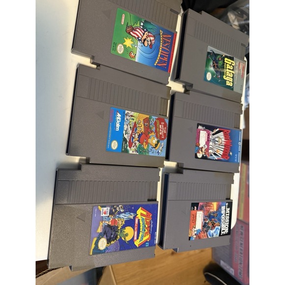 Lot of‎ 6 NES Games , Galaga, Robo Warrior, Mission Impossible, NES Open , Etc